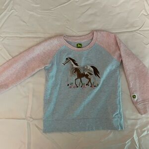 John Deere Kids Horse Sweatshirt - Pink and Gray